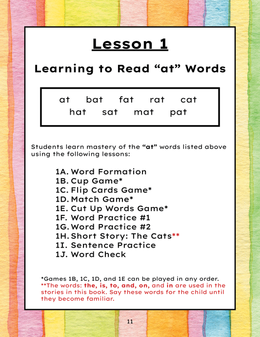 Short A Word Family Lesson – AT Words | Phonics Activities for Beginning Readers