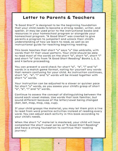 Book 5: Short “u” Words (Printed Copy + Free Download)
