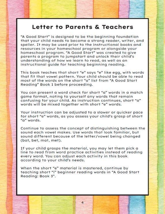 Book 2: Short “e” Words (Printed Copy + Free Download)