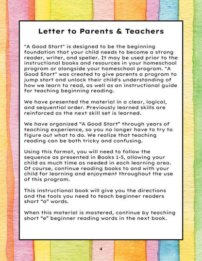 A Good Start Reading Program – Complete Short Vowel Series (Printed + Digital Format)